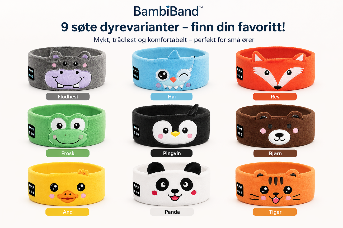 BambiBand™ – Trådløst Bluetooth Pannebånd for Barn